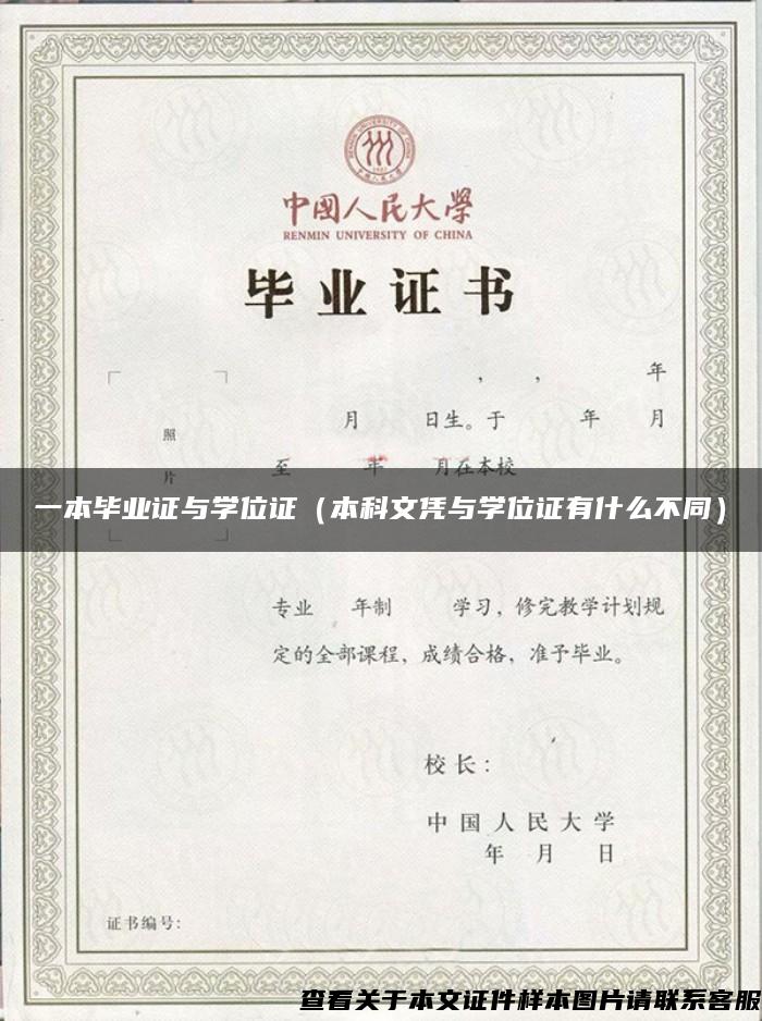 一本毕业证与学位证（本科文凭与学位证有什么不同）