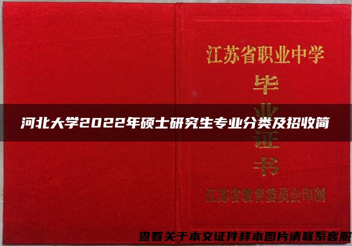 河北大学2022年硕士研究生专业分类及招收简