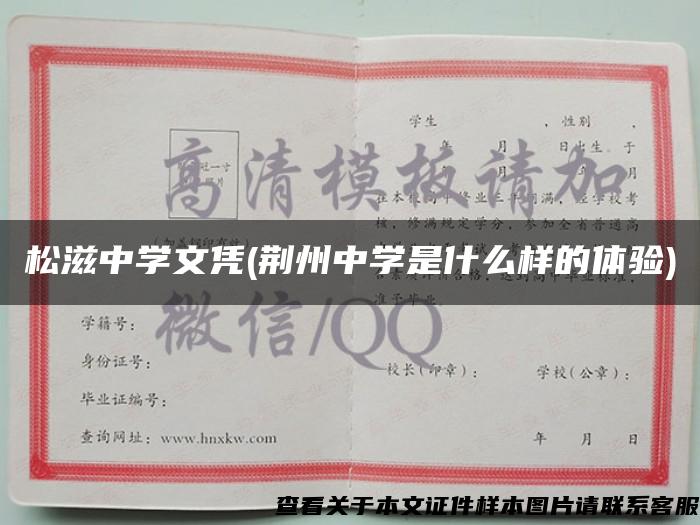 松滋中学文凭(荆州中学是什么样的体验)