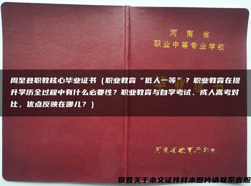 周至县职教核心毕业证书（职业教育“低人一等”？职业教育在提升学历全过程中有什么必要性？职业教育与自学考试、成人高考对比，优点反映在哪儿？）