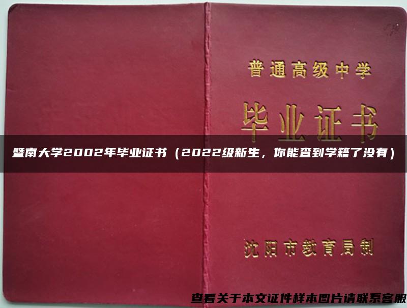 暨南大学2002年毕业证书（2022级新生，你能查到学籍了没有）