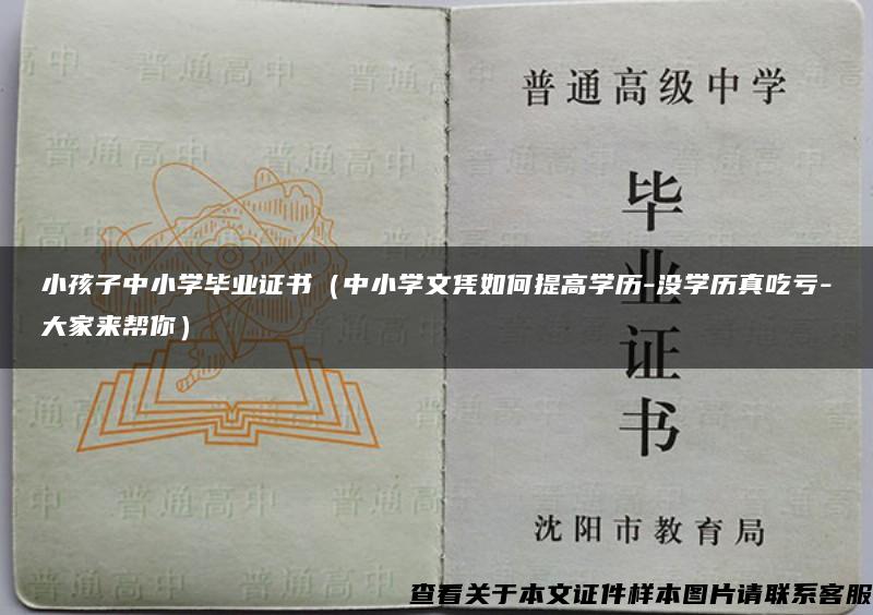 小孩子中小学毕业证书（中小学文凭如何提高学历-没学历真吃亏-大家来帮你）