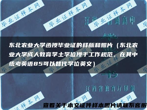 东北农业大学函授毕业证的样版和照片（东北农业大学成人教育学土学位授于工作规范，在其中统考英语85可以替代学位英文）