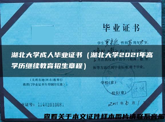 湖北大学成人毕业证书（湖北大学2021年高学历继续教育招生章程）