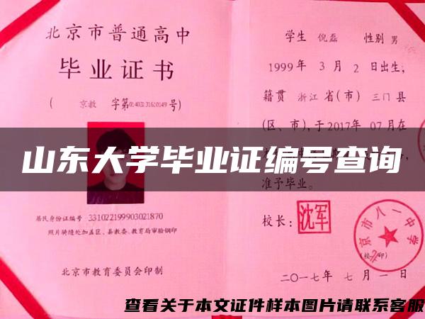 山东大学毕业证编号查询