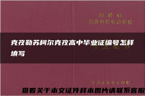 克孜勒苏柯尔克孜高中毕业证编号怎样填写