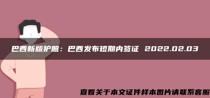 巴西新版护照：巴西发布短期内签证 2022.02.03