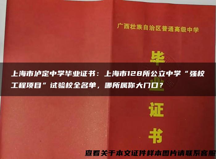 上海市泸定中学毕业证书：上海市128所公立中学“强校工程项目”试验校全名单，哪所属你大门口？