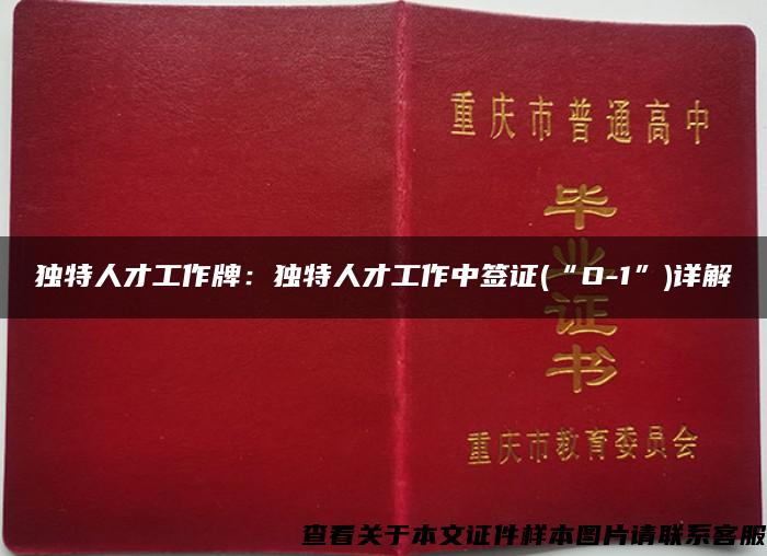 独特人才工作牌：独特人才工作中签证(“O-1”)详解