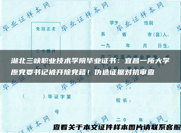 湖北三峡职业技术学院毕业证书：宜昌一所大学原党委书记被开除党籍！伪造证据对抗审查