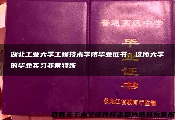 湖北工业大学工程技术学院毕业证书：这所大学的毕业实习非常特殊