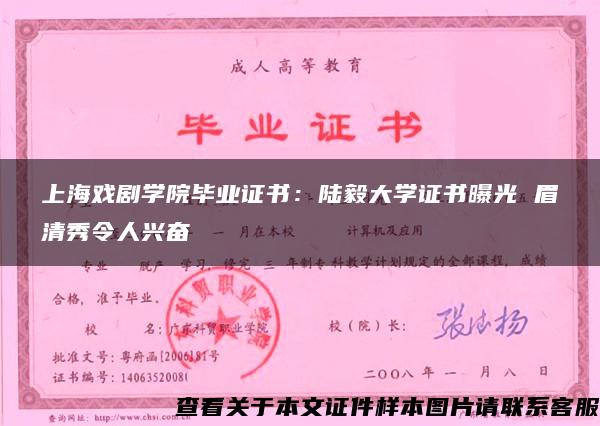 上海戏剧学院毕业证书：陆毅大学证书曝光 眉清秀令人兴奋