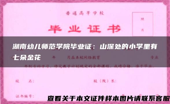 湖南幼儿师范学院毕业证：山深处的小学里有七朵金花