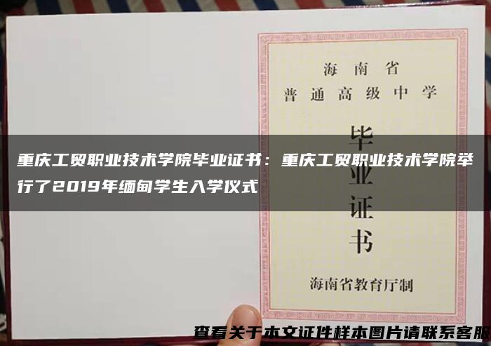 重庆工贸职业技术学院毕业证书：重庆工贸职业技术学院举行了2019年缅甸学生入学仪式