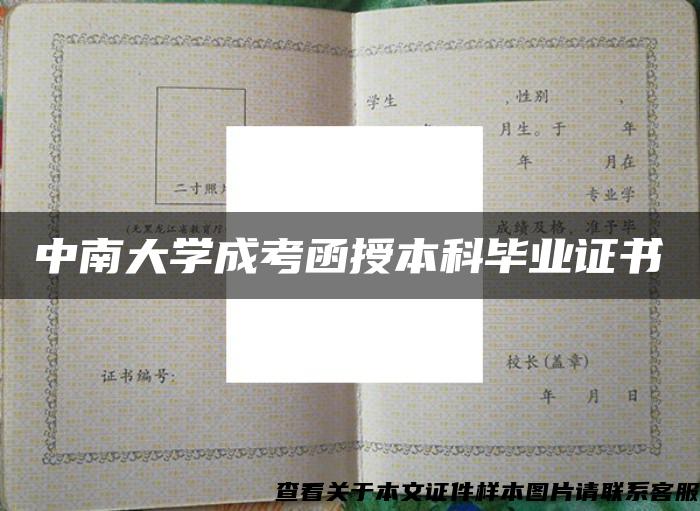 中南大学成考函授本科毕业证书