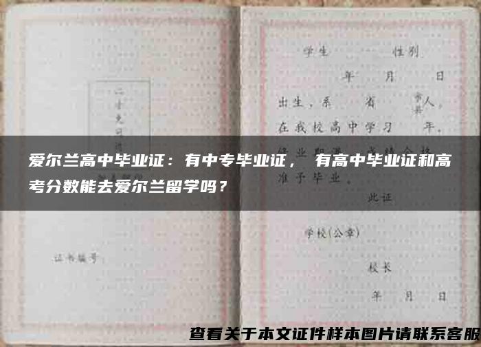 爱尔兰高中毕业证：有中专毕业证，沒有高中毕业证和高考分数能去爱尔兰留学吗？