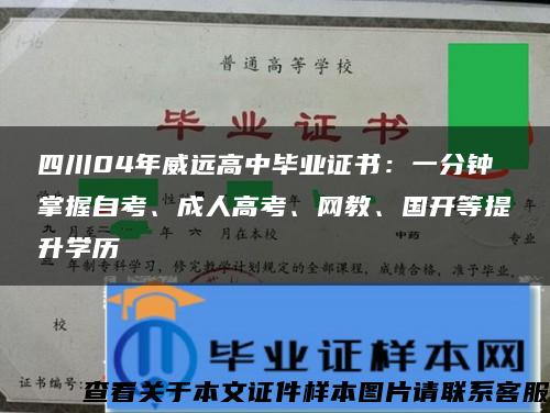 四川04年威远高中毕业证书：一分钟掌握自考、成人高考、网教、国开等提升学历