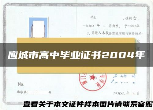 应城市高中毕业证书2004年