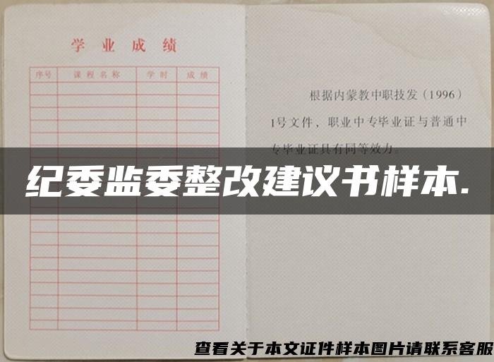 纪委监委整改建议书样本.