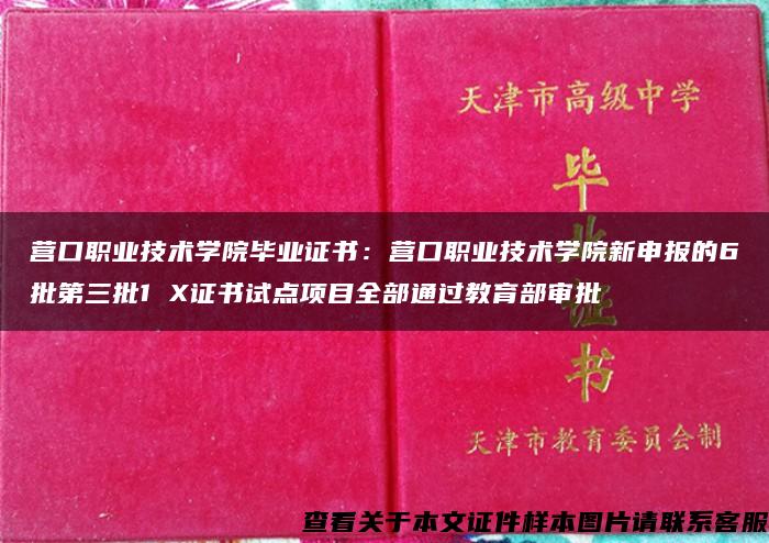 营口职业技术学院毕业证书：营口职业技术学院新申报的6批第三批1 X证书试点项目全部通过教育部审批