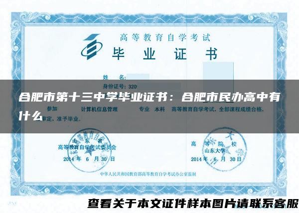 合肥市第十三中学毕业证书：合肥市民办高中有什么