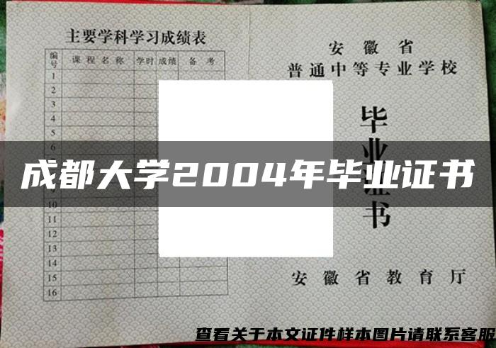 成都大学2004年毕业证书