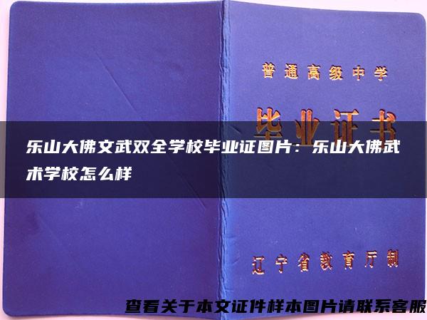 乐山大佛文武双全学校毕业证图片：乐山大佛武术学校怎么样