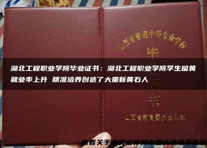 湖北工程职业学院毕业证书：湖北工程职业学院学生留黄就业率上升 精准培养创造了大量新黄石人