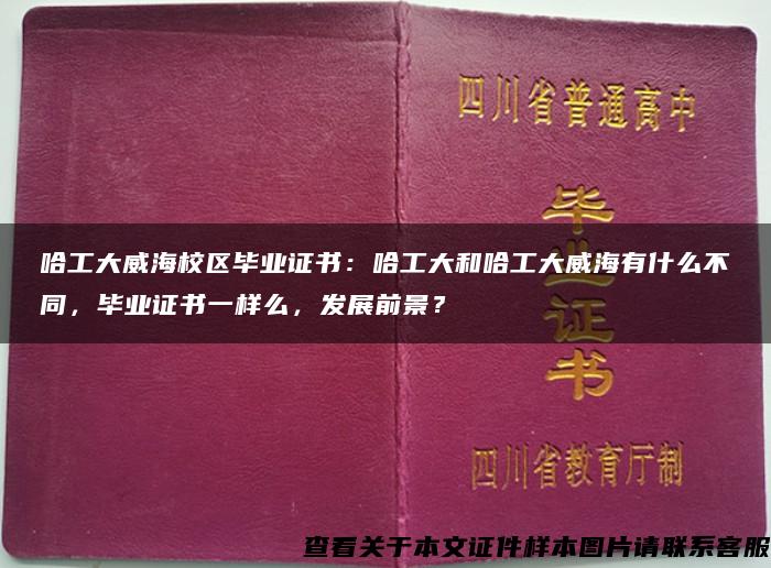 哈工大威海校区毕业证书：哈工大和哈工大威海有什么不同，毕业证书一样么，发展前景？