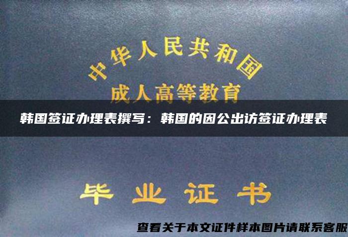 韩国签证办理表撰写：韩国的因公出访签证办理表