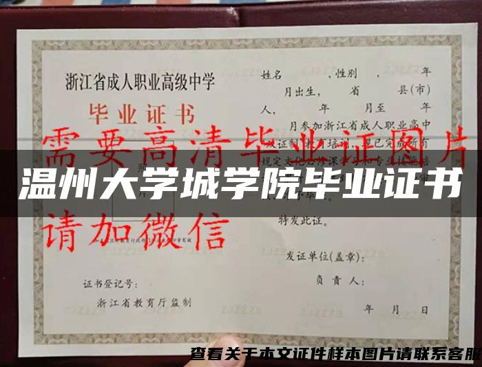 温州大学城学院毕业证书