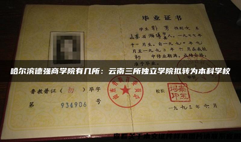 哈尔滨德强商学院有几所：云南三所独立学院拟转为本科学校