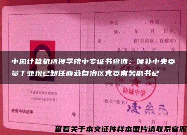 中国计算机函授学院中专证书查询：候补中央委员丁业现已卸任西藏自治区党委常务副书记