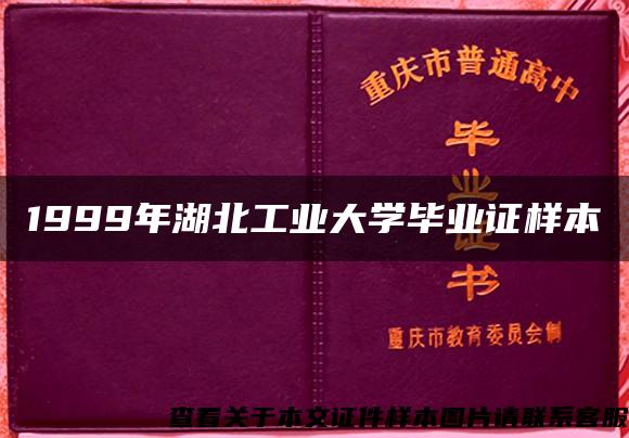 1999年湖北工业大学毕业证样本