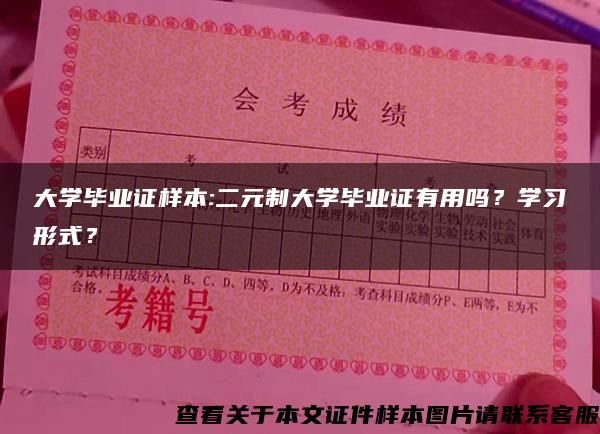 大学毕业证样本:二元制大学毕业证有用吗？学习形式？