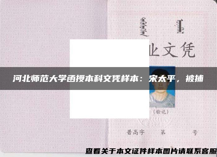 河北师范大学函授本科文凭样本：宋太平，被捕