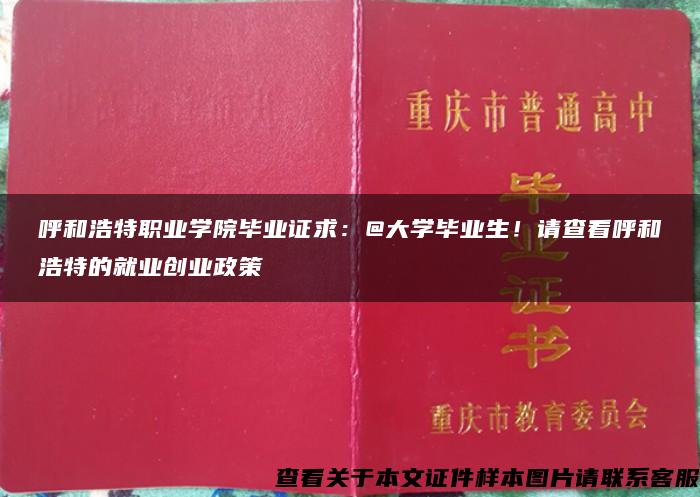 呼和浩特职业学院毕业证求：@大学毕业生！请查看呼和浩特的就业创业政策