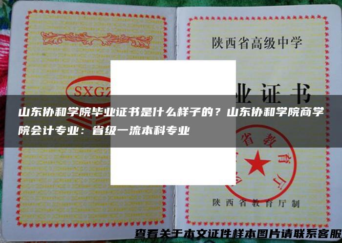 山东协和学院毕业证书是什么样子的？山东协和学院商学院会计专业：省级一流本科专业