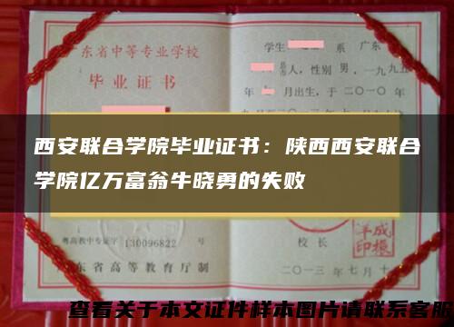 西安联合学院毕业证书：陕西西安联合学院亿万富翁牛晓勇的失败