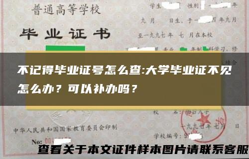 不记得毕业证号怎么查:大学毕业证不见怎么办？可以补办吗？