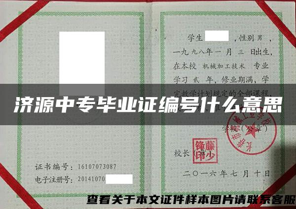 济源中专毕业证编号什么意思