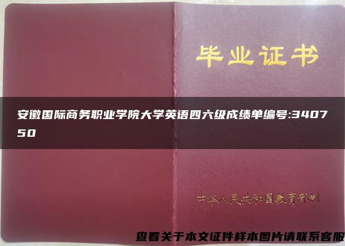 安徽国际商务职业学院大学英语四六级成绩单编号:340750