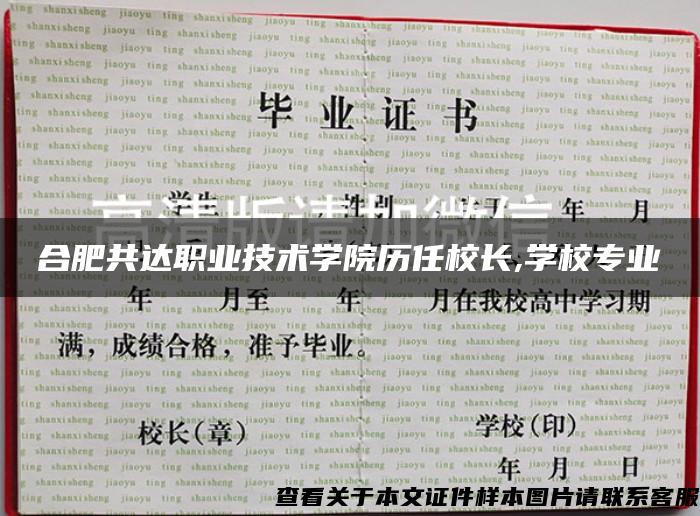 合肥共达职业技术学院历任校长,学校专业