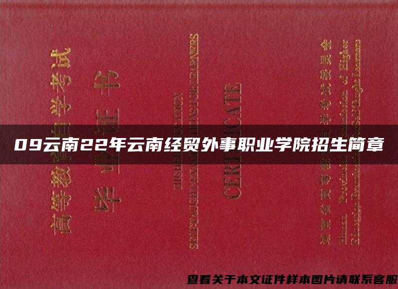 09云南22年云南经贸外事职业学院招生简章