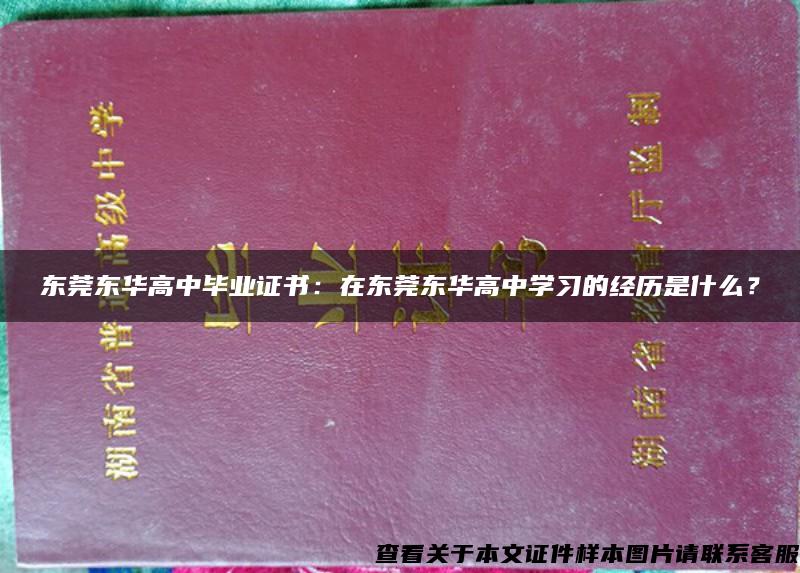 东莞东华高中毕业证书：在东莞东华高中学习的经历是什么？