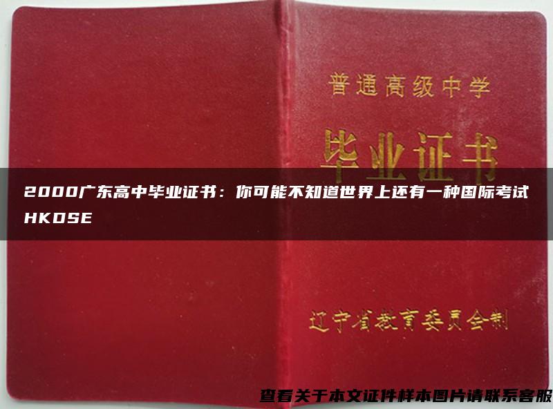 2000广东高中毕业证书：你可能不知道世界上还有一种国际考试HKDSE