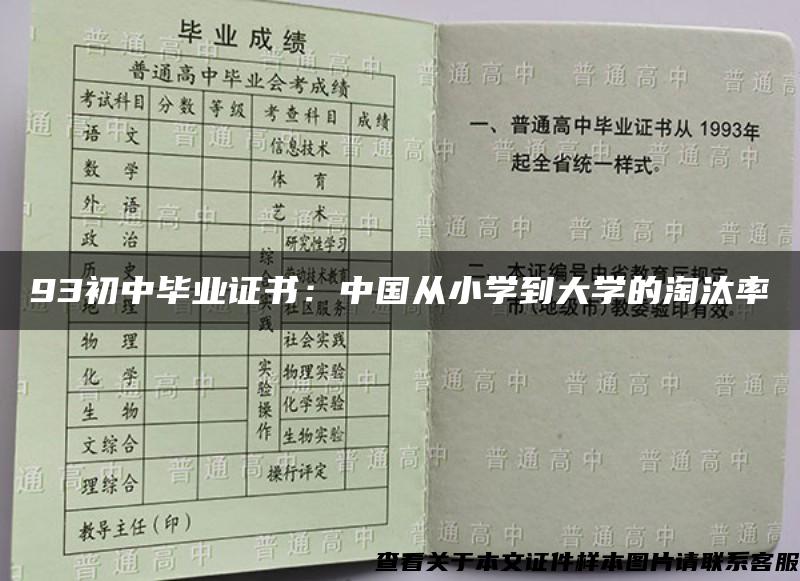 93初中毕业证书：中国从小学到大学的淘汰率