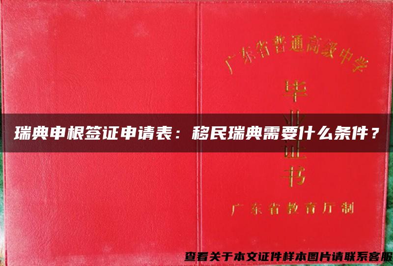 瑞典申根签证申请表：移民瑞典需要什么条件？