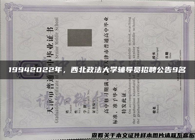 19942022年，西北政法大学辅导员招聘公告9名