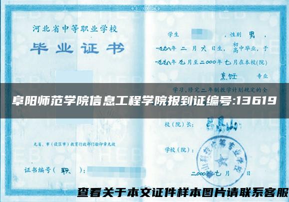 阜阳师范学院信息工程学院报到证编号:13619